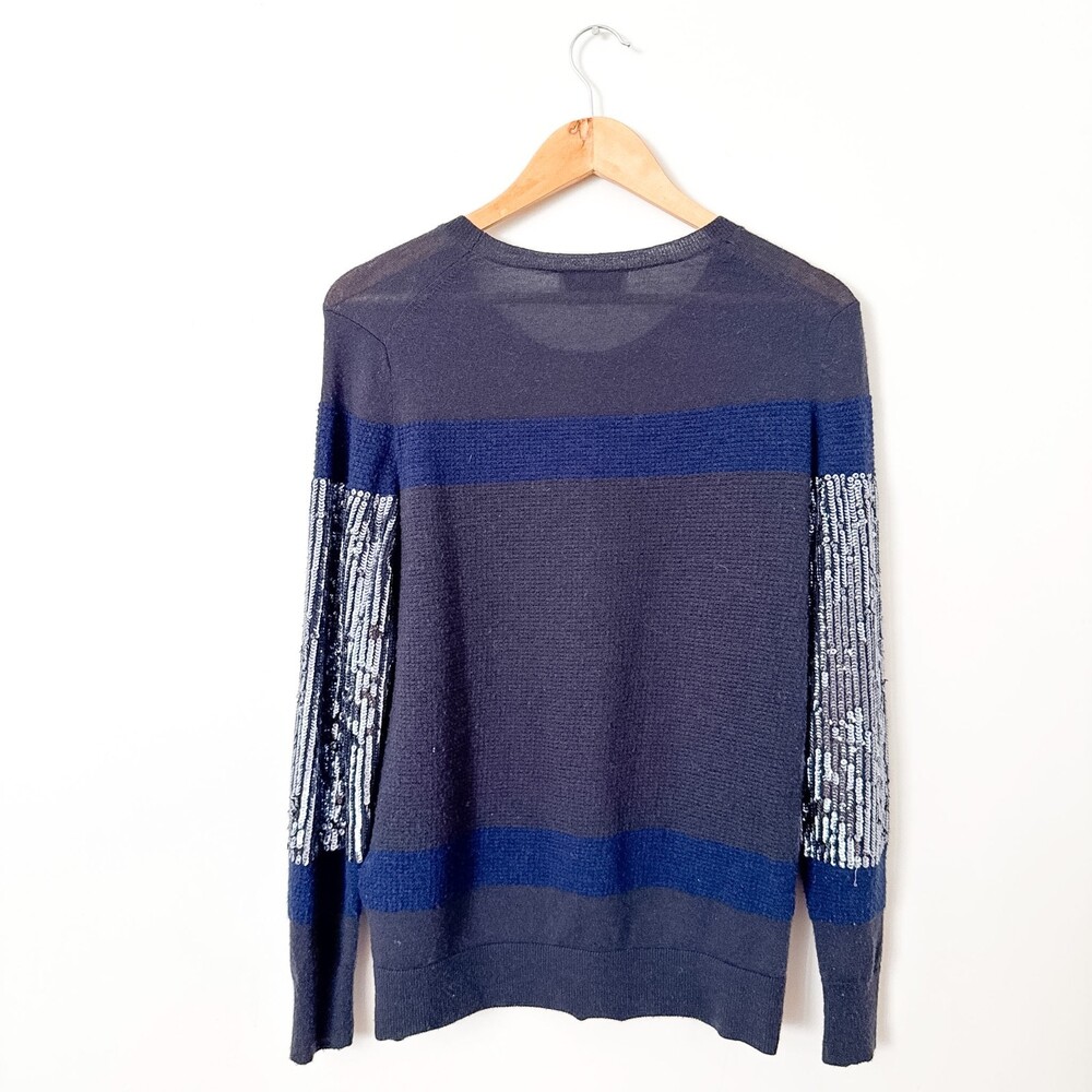 3:1 Phillip Lim Women’s Sweater Wool Sequin Size SMALL Navy Elegant Merino Wool - Picture 8 of 11